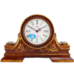 康巴丝（Compas） 座钟台钟古典欧式复古客厅装饰创意卧室床头坐时钟石英钟两用 3090仿木色