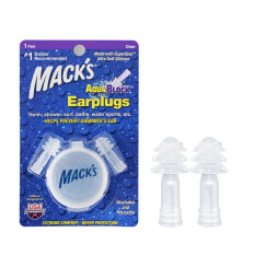 MACK’S 游泳耳塞 美国进口 软硅胶 防水洗澡用耳塞 游泳装备用品 透明 1副装