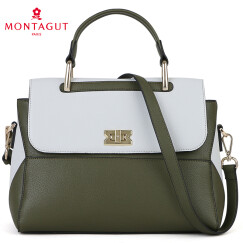 梦特娇Montagut新款女包春款时尚拼色手提包 女士多功能大容单肩斜挎包 手拎包 款一墨绿色