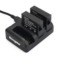 劲码（KingMa） GoPro hero 4电池 GoPro4运动相机电池黑狗三充充电器配件 2个电池+1个三充充电器