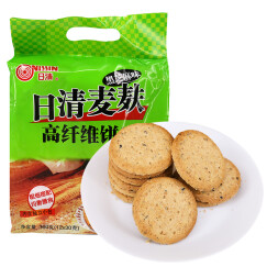 日清 麦麸高纤维饼干 粗粮消化零食 饱腹代餐360g