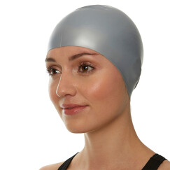 速比涛（Speedo） speedo 加大游泳帽 长发防水护耳男女成人硅胶泳帽 加大款灰色