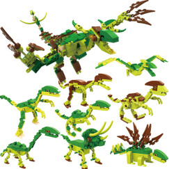 积高（COGO）恐龙积木八合一（3变1共25款造型）儿童玩具拼插模型 拼装恐龙小颗粒 男女孩礼物 471块 13008