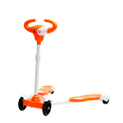 美途（MEACOOL）儿童四轮牛头滑板车橙色 剪刀车可升降 童车摇摆车