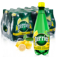 法国进口 巴黎水Perrier气泡矿泉水 柠檬味 塑料瓶装1箱 500MLx24瓶