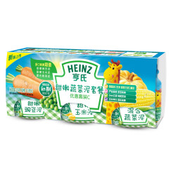 亨氏 (Heinz)  婴幼儿辅食 宝宝零食  甜嫩蔬菜泥 婴儿果泥辅食套餐C113g*3瓶(辅食添加初期-36个月适用)