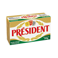 总统（President）发酵型动脂黄油 咸味 200g  烘焙原料  早餐 面包