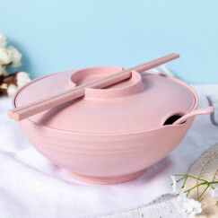 爱思得（Arsto）稻壳泡面碗带盖大号多功能餐具套装带筷勺微波炉可用5197粉色