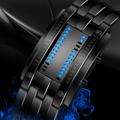 时刻美（skmei） 手表男士运动电子表创意时尚腕表夜光男女情侣手表LED学生国表 黑色合金大号0926【双排显示】