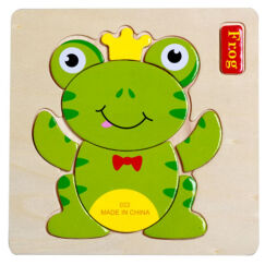 巧木匠拼图3d立体木质动物宝宝儿童拼板地摊玩具1-2-3-6岁周岁半 022-青蛙