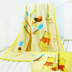 迪士尼宝宝毛毯儿童毯子盖毯婴儿云毯双层加厚礼盒装浅黄17007