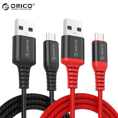 【两条装】奥睿科（ORICO）安卓数据线Micro USB快速充电线 凯夫拉编织 支持华为/三星 MTK-1R1B 黑红套装