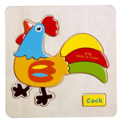 巧木匠拼图3d立体木质动物宝宝儿童拼板地摊玩具1-2-3-6岁周岁半 016-大公鸡