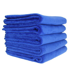 天气不错 超细纤维洗车毛巾擦车布玻璃清洁蓝色 30*70 加厚5条装 汽车用品