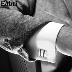 Eabri法式袖扣男袖钉衬衫袖口扣盒装 仕族法式衬衫用袖扣 双黑条长方形