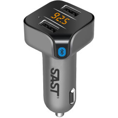 先科（SAST) 车载MP3蓝牙音乐播放器 AY-T55灰 蓝牙FM发射器 双USB车载充电器 LED电压检测 