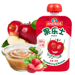 果乐士苹果草莓香蕉可吸果泥90g安德鲁宝宝儿童食品99.9%水果+0.1%vc