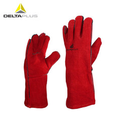 代尔塔/DELTAPLUS 205515 防护手套 隔热焊工防火阻燃劳保手套 红色10码 1副 企业专享