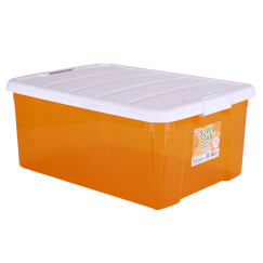 爱丽思IRIS 塑料收纳箱整理箱大号彩色透明衣物收纳箱环保储物箱白/透明橙SSB-40