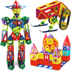 MAG-WISDOM 科博259件磁力片组合套装(228件标配+31件雪撬拓展包)积木拼装拼插玩具 3D立体教具儿童益智