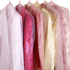 苏兹 透明衣服防尘袋 大衣防尘罩 西服衣罩挂衣袋 粉色15件套
