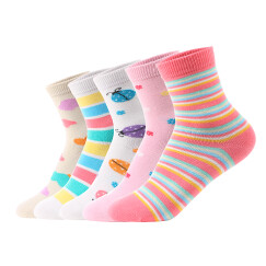 宝娜斯（BONAS）儿童袜子男童女童宝宝棉袜秋冬季保暖袜子5双装  4-6岁  G1605