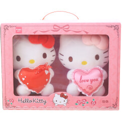 Hello kitty凯蒂猫 毛绒玩具 公仔玩偶布娃娃 抱枕靠垫生日礼物礼盒套装 7寸18厘米 粉色 KT1081-2