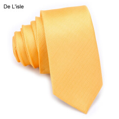 De L'isle 5cm韩版纯色窄领带 休闲 结婚 伴郎 男士商务 女士职业学生 礼盒装 金色