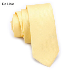 De L'isle 5cm韩版纯色窄领带 休闲 结婚 伴郎 男士商务 女士职业学生 礼盒装 黄色