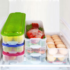 HAIXIN 冰箱收纳保鲜盒 塑料长方形微波食品面条鱼储物盒 绿色 1层+1盖