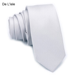 De L'isle 5cm韩版纯色窄领带 休闲 结婚 伴郎 男士商务 女士职业学生 礼盒装 银灰
