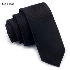De L'isle 5cm韩版纯色窄领带 休闲 结婚 伴郎 男士商务 女士职业学生 礼盒装 黑色