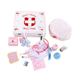 儿童玩具 仿真工具箱生日礼物动手动脑智力早教木制过家家医院玩具 适合1-8岁孩子 医YAO箱