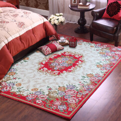 易普美家地毯客厅北欧美式乡村田园茶几花朵中式床边沙发家用卧室机洗 ES205深红 1600MMx2300MM