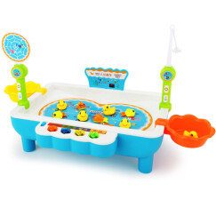 贝恩施(beiens)早教益智玩具 儿童磁性钓鱼玩具电动旋转带音乐可装水套装Y68016蓝色