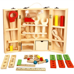 儿童玩具 仿真工具箱生日礼物动手动脑智力早教木制过家家医院玩具 适合1-8岁孩子 工具箱