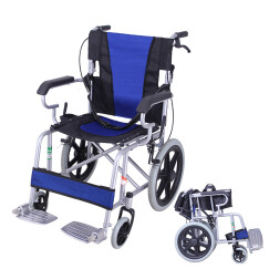亿佰康 轮椅折叠轻便小型老人专用旅行超轻简易手推车残疾老年人手动轮椅 免充气轮椅蓝色