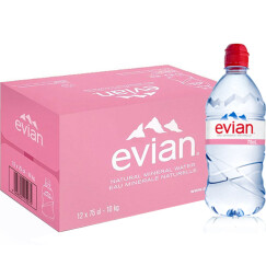 法国原装进口 依云（evian）天然矿泉水 运动瓶盖版 750ml *12瓶 整箱