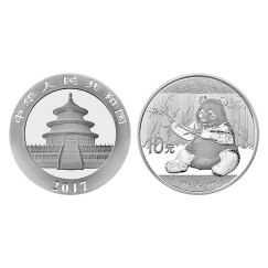 上海集藏 中国金币2017年熊猫金银币纪念币 30克熊猫银币 裸币