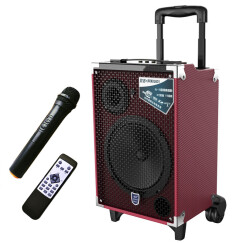 双诺 声美Q801 8英寸户外拉杆音箱 带无线麦克风广场舞音响 便携式大功率扩音器 深红色