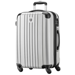 瑞动（SWISSMOBILITY）拉杆箱PC+ABS轻盈大容量旅行箱行李箱24英寸万向轮MT-5555-38T00白底金银布纹