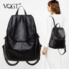 VQGT牛津布双肩包女韩版潮2020新款女士背包时尚多功能旅行包休闲学院风女包软皮大容量书包 黑色