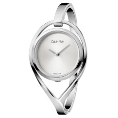 CK卡文克莱（CalvinKlein）手表  LIGHT系列银色钢表带手镯式石英女表K6L2S116