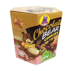 印尼进口 河马莉牌巧克力味小熊造型夹心注心饼干 休闲零食80g
