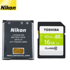 尼康（Nikon） EN-EL10锂离子电池 适用S3000 S4000 S570 S230 EN-EL10电池+东芝16G 40MB/S储存卡