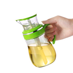 宅宅小物 防漏油壶调味罐调料瓶酱油醋瓶厨房玻璃定量按压式油壶 绿色