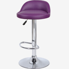 千牛卫时尚吧台椅家用酒吧椅前台椅子休闲椅子高脚椅可升降旋转靠背餐椅 紫色
