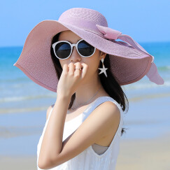 NZTK 夏天女遮阳帽子 时尚凉帽大沿草帽韩版可折叠沙滩防晒太阳帽 MH078 香芋紫