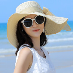 NZTK 夏天女遮阳帽子 时尚凉帽大沿草帽韩版可折叠沙滩防晒太阳帽 MH078 卡其色