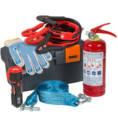 沿途 汽车应急救援工具箱（灭火器1KG、电瓶线、安全锤、拖车绳、手套、工具箱）G-580